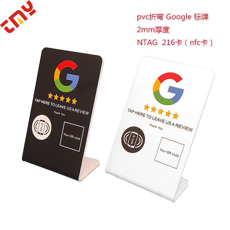 Custom New white Black Printing PVC Acrylic Nfc stand business card reader Google Reviews Menu Acrylic qr code Plaque Nfc