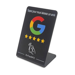 Custom New white Black Printing PVC Acrylic Nfc stand business card reader Google Reviews Menu Acrylic qr code Plaque Nfc