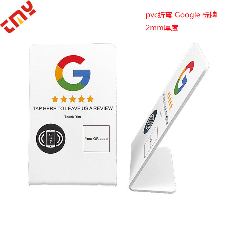 Custom New white Black Printing PVC Acrylic Nfc stand business card reader Google Reviews Menu Acrylic qr code Plaque Nfc