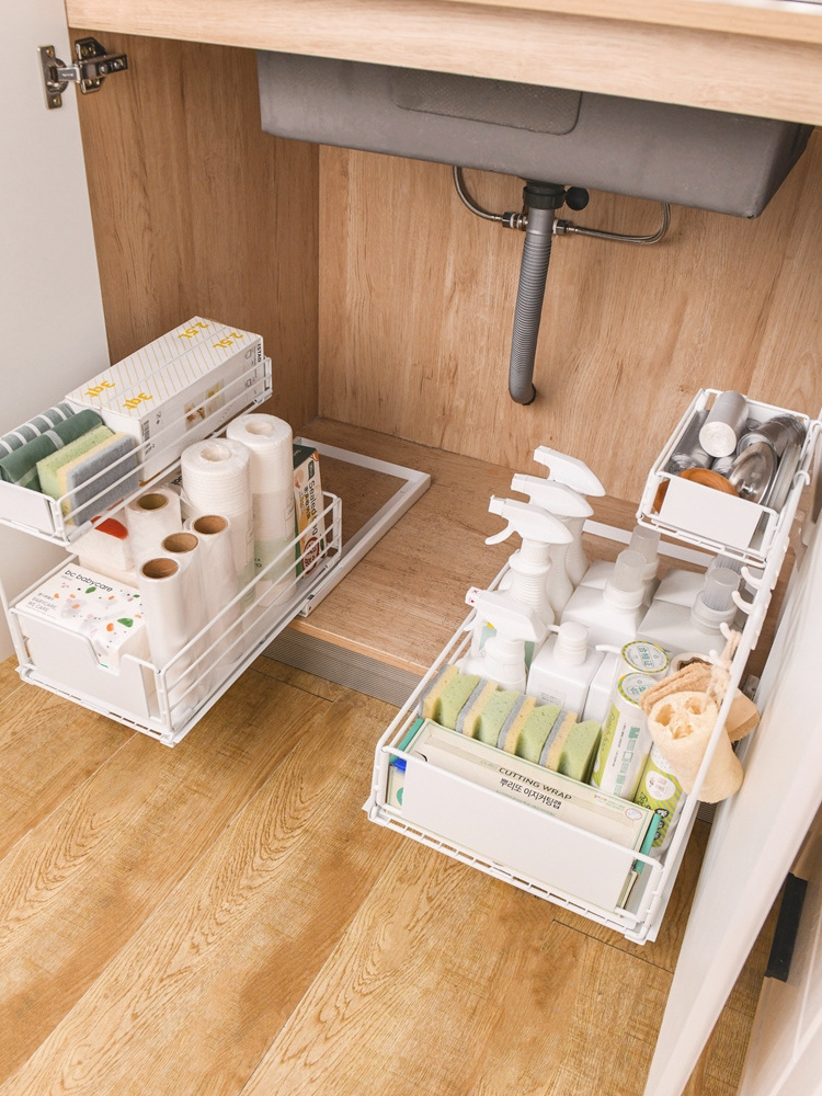 Wholesale Expandable Under Sink Organizer Kitchen 2 tier Cabinet Storage Racks  Shelving Units