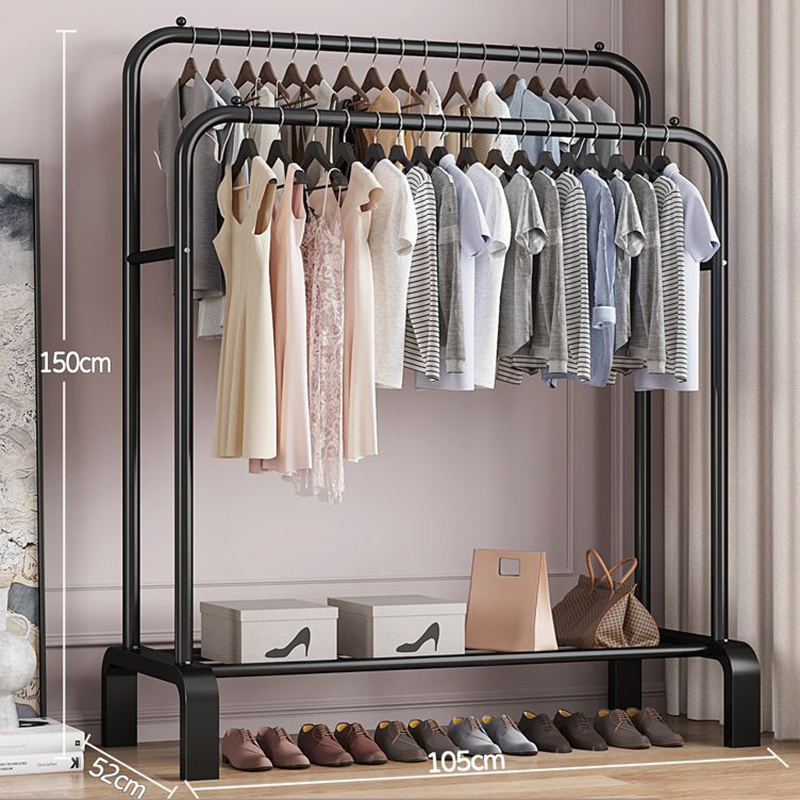 Wholesale living room metal double pole coat hanger bracket coat hanger multi functional coat hanger shoe rack