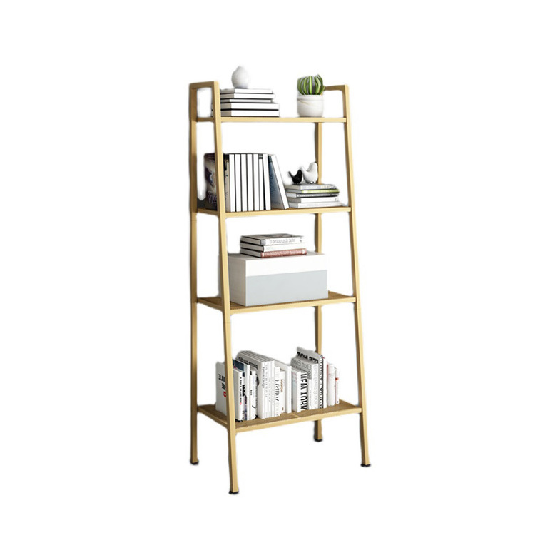 4 Tier Storage Shelves Ladder Bookshelf Industrial Bookcase Shelving Unit with Metal Frame for Home