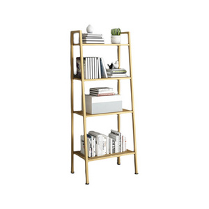 4 Tier Storage Shelves Ladder Bookshelf Industrial Bookcase Shelving Unit with Metal Frame for Home