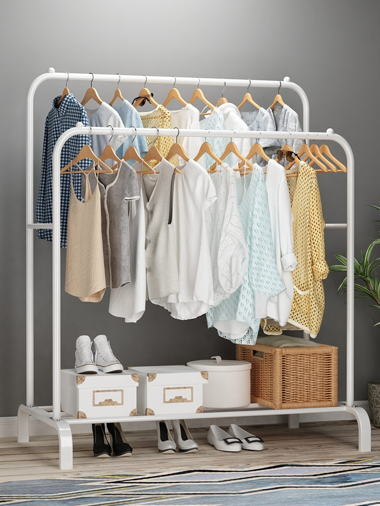 modern coat rack Floor Standing Clothes Hanging Storage Shelf Shoes Racks Metal Bedroom Furniture Clothing Rack