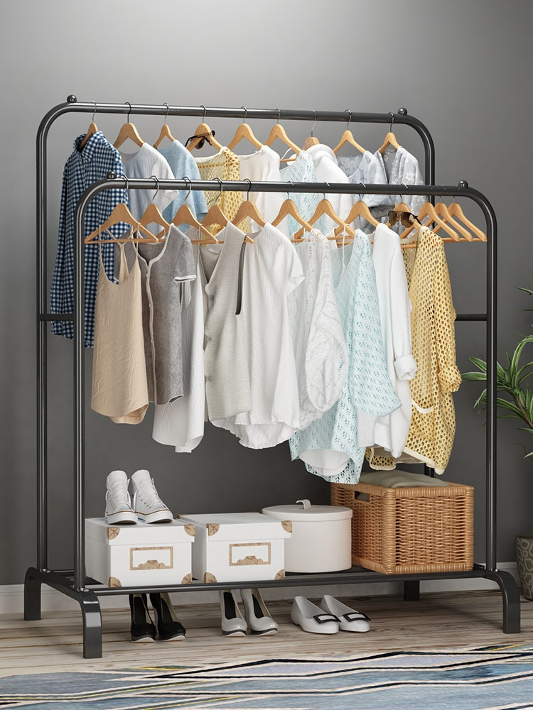 modern coat rack Floor Standing Clothes Hanging Storage Shelf Shoes Racks Metal Bedroom Furniture Clothing Rack