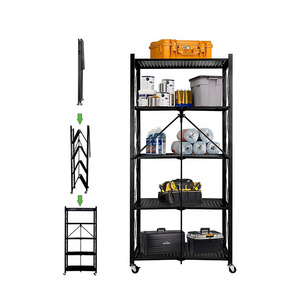 Multi Layer Kitchen Portable Folding Shelves Display Foldable Power Rack Storage Standing Floor Type Foldable Rack Organizer