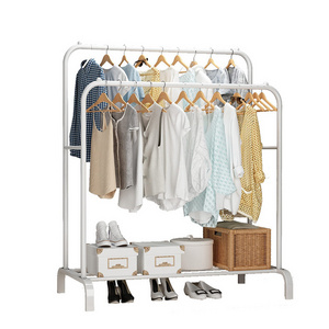 Light Duty Extendable Portable Garment Rack with Shelves Metal Foldable Standing Clothes Drying Rack