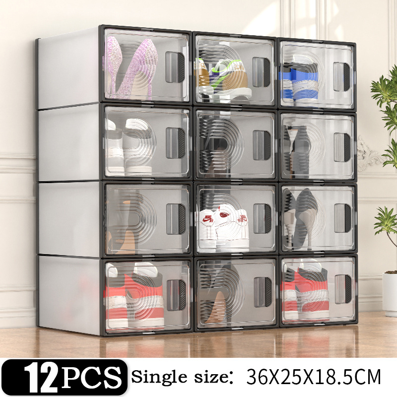 16 pair portable plastic shoe rack organizer cabinet for store PP double layer shoes foldable PET shelf for home modern