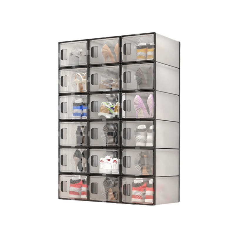 16 pair portable plastic shoe rack organizer cabinet for store PP double layer shoes foldable PET shelf for home modern