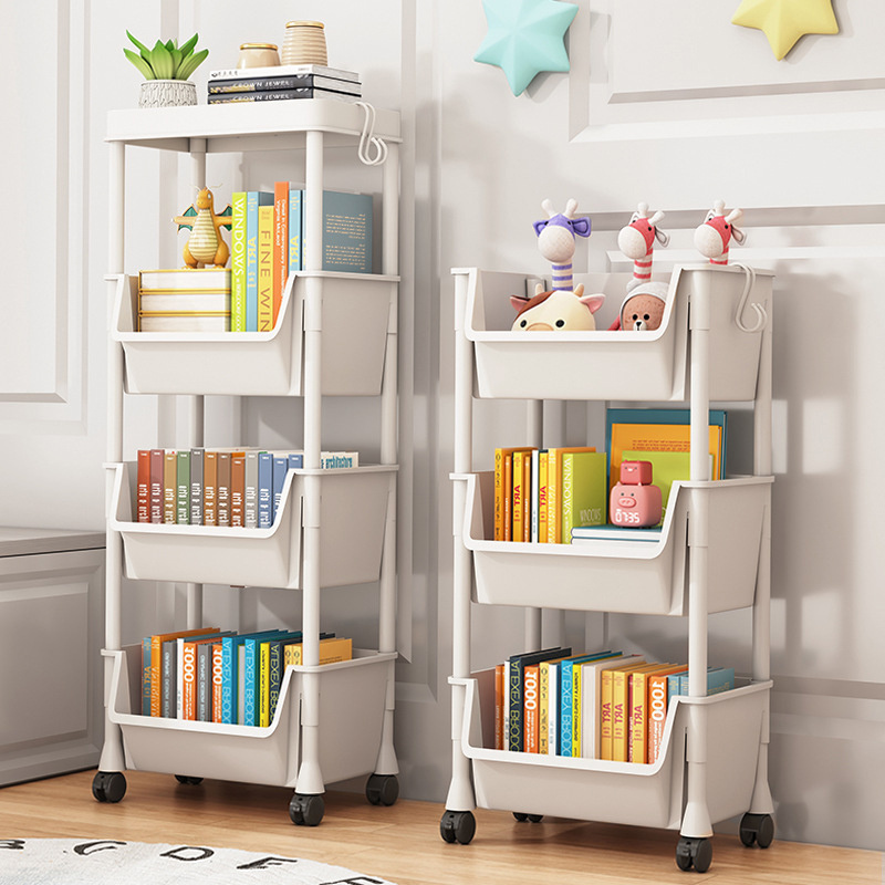 Household Thickened Trolley Shelves Bookshelves Removable Kitchen Bedroom Crack Racks Toy Snack Storage Shelves