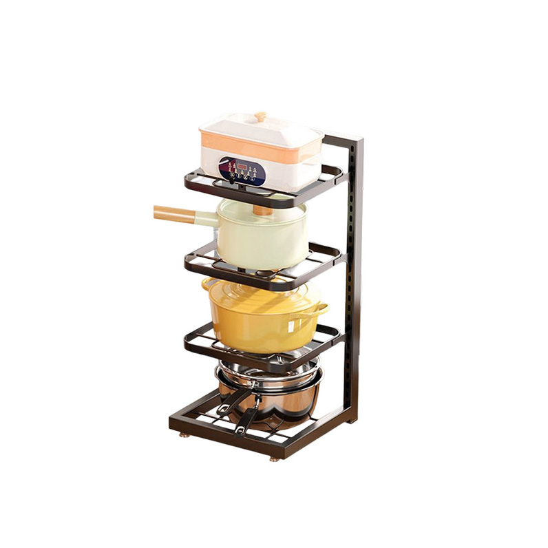 Kitchen pot storage rack 4 layer carbon steel kitchen appliance rack adjustable wall mounted kitchen storage rack