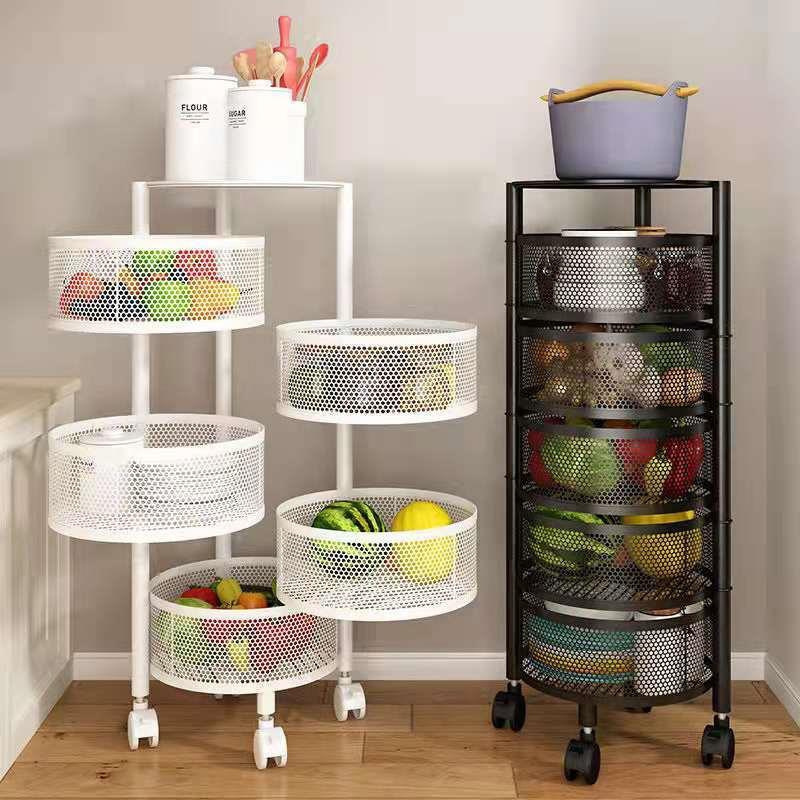 Kitchen rotating vegetable storage rack floor multi-layer corner rack vegetable basket storage rack