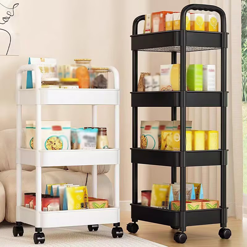 3 Tier Cart plastic Rolling Utility Cart Trolley Storage Organizer with Wheels Kitchen Bedroom Office