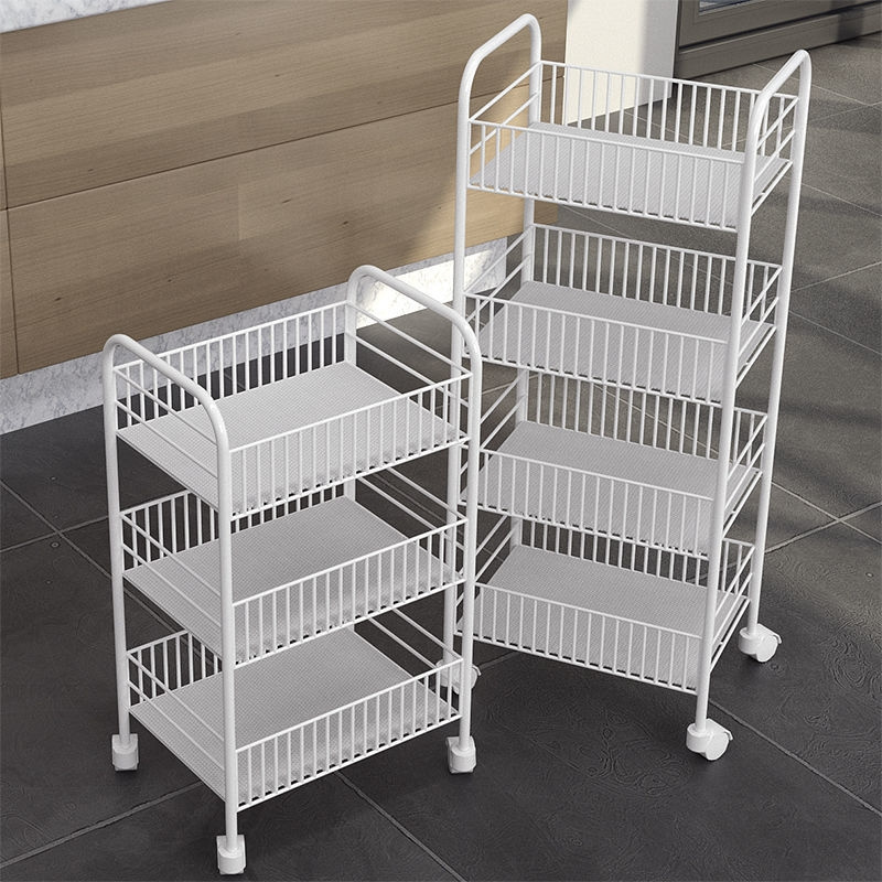 Kitchen 3 Tiers Metal Food Storage Organizer Wire Shelving Kitchen Rolling Trolley Hand Cart Wire Mesh Food Trolley With Wheels