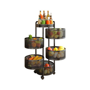 Kitchen Storage Rotatable Rack Floor Living Room Multi Layer Movable Fruit Vegetable Snack Stand Household Shelf