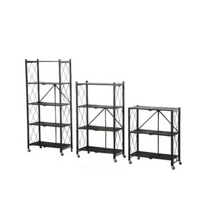 Foldable Warehouse Storage Holders Metal Microwave Oven Shelf Stand Kitchen Appliances folding Storage Rack Cabinet