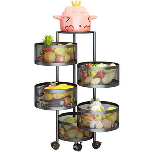 Kitchen rotating vegetable storage rack floor multi-layer corner rack vegetable basket storage rack