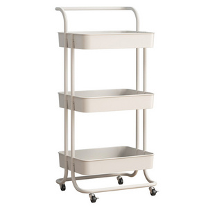 3 Tier Rolling Utility Storage Cart Craft Cart Kitchen Coffee Bar Organizer Kitchen Shelf with Handles and Roller Wheels