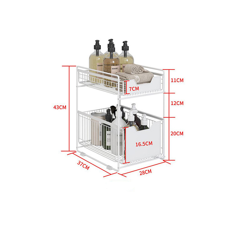 kitchen bathroom under sink Cabinet 2 Tier layer foldable Sliding drawer Pull out Organizer caddy shelf Storage Holders Racks