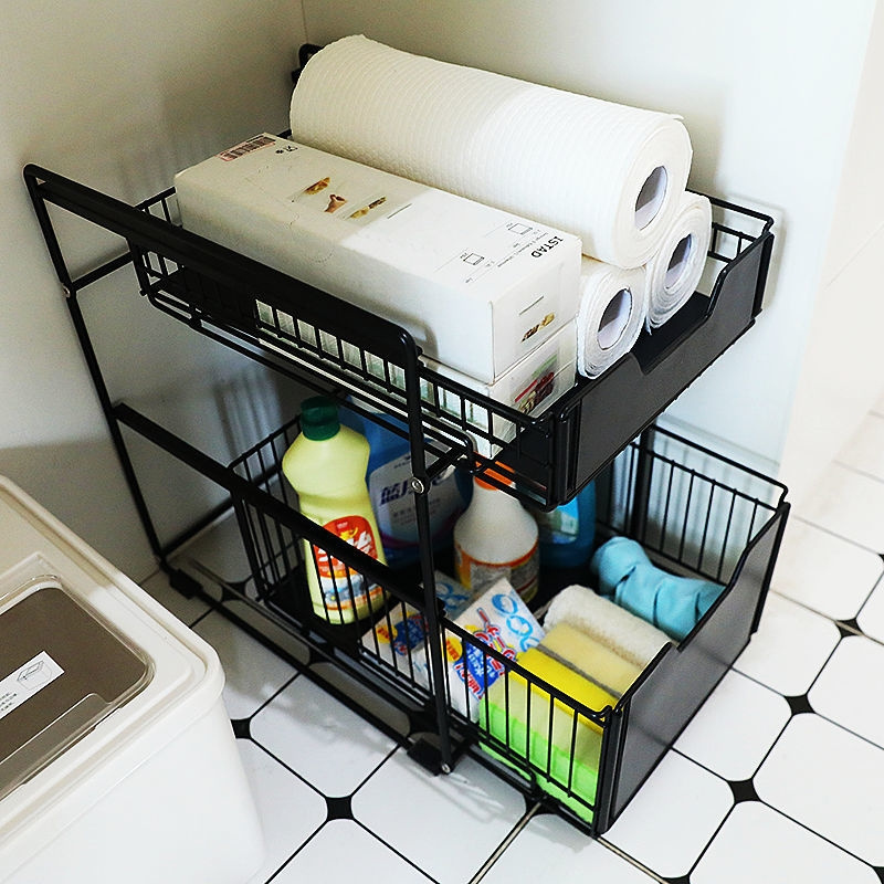 Wholesales Metal Kitchen Storage Spice Basket Organizer Shelf Space Saver Expandable Under Sink Kitchen Rack