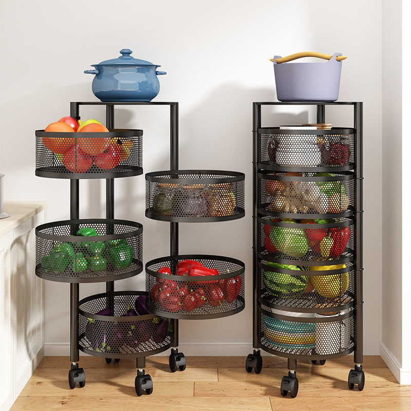 Kitchen rotating vegetable storage rack floor multi-layer corner rack vegetable basket storage rack