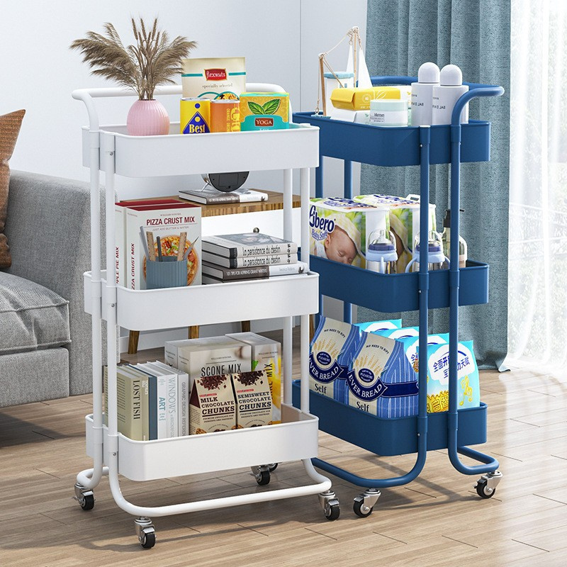 3 Tier Rolling Utility Storage Cart Craft Cart Kitchen Coffee Bar Organizer Kitchen Shelf with Handles and Roller Wheels