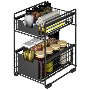 Wholesale Expandable Under Sink Organizer Kitchen 2 tier Cabinet Storage Racks  Shelving Units