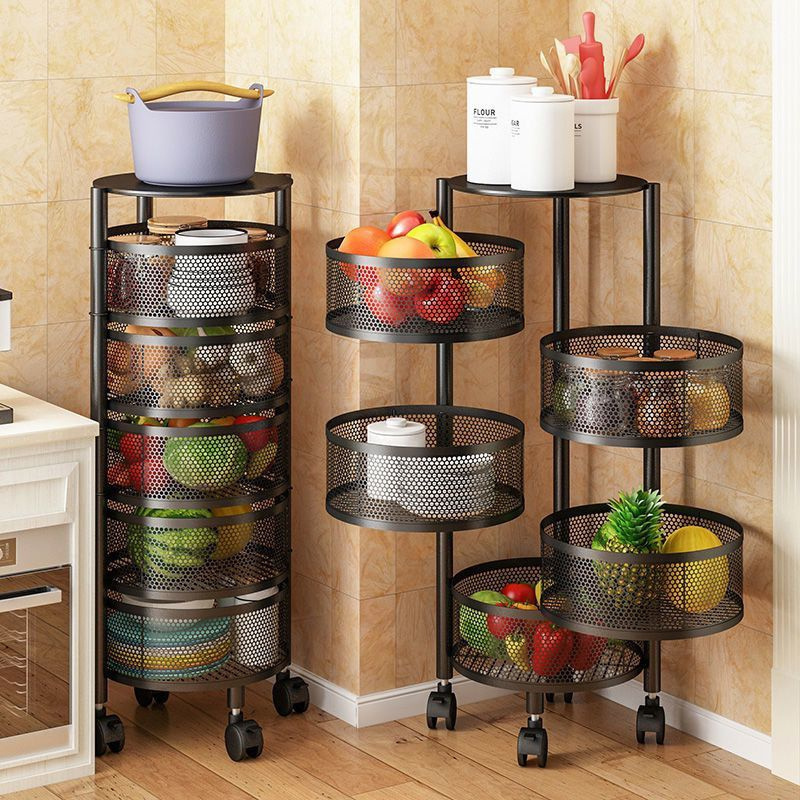 Kitchen rotating vegetable storage rack floor multi-layer corner rack vegetable basket storage rack