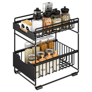 Wholesales Metal Kitchen Storage Spice Basket Organizer Shelf Space Saver Expandable Under Sink Kitchen Rack