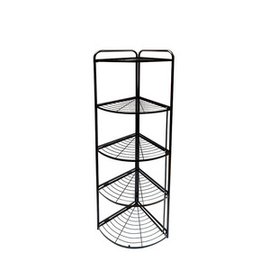 Durable household furniture corner arrangement 5 layer shelf kitchen steel wire metal storage fan shelf