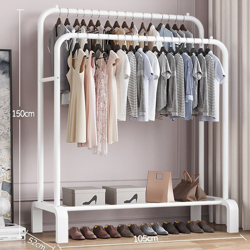 Metal hotel coat rack Garment Clothes Rack Display With Bottom Shelves Coat Hanger Clothes Rack