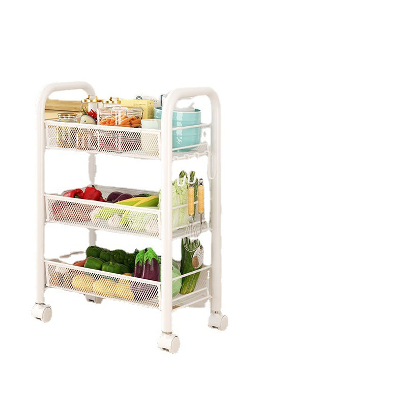 Simple standing design  rolling practical trolley  metal storage rack  clothing storage rack  kitchen storage rack  with handle