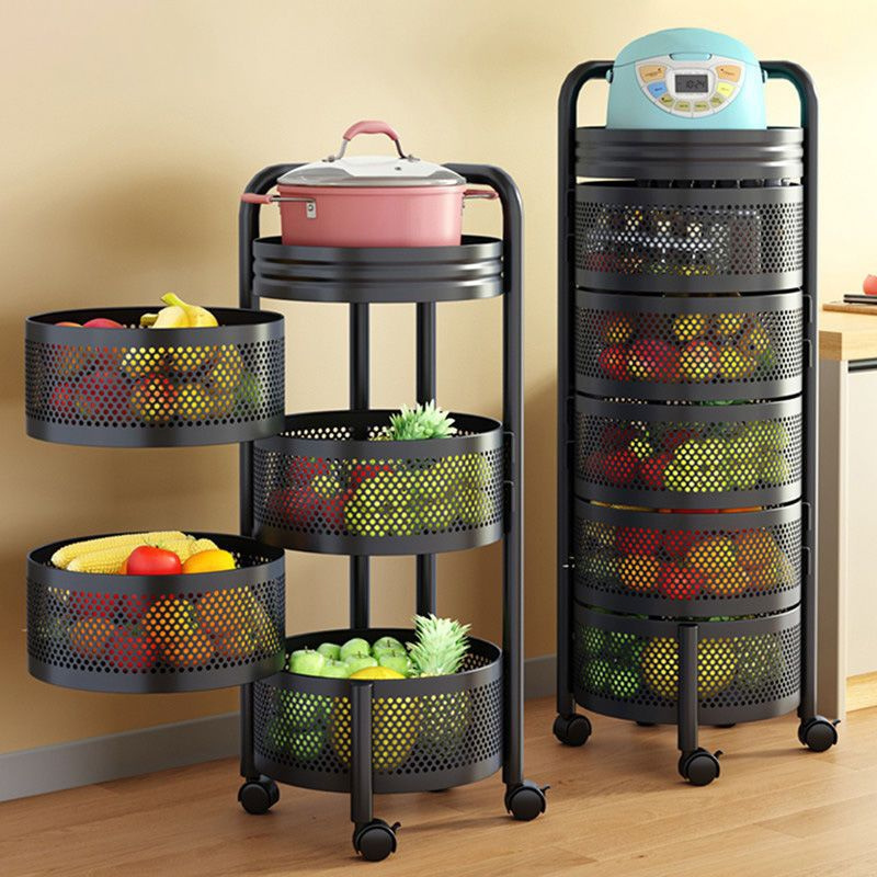 Kitchen Storage Rotatable Rack Floor Living Room Multi Layer Movable Fruit Vegetable Snack Stand Household Shelf