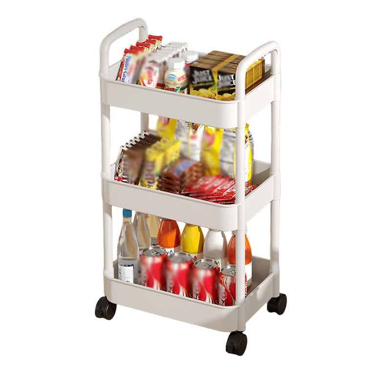 3 Tier Cart plastic Rolling Utility Cart Trolley Storage Organizer with Wheels Kitchen Bedroom Office