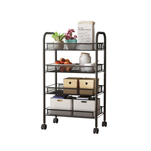 Simple standing design  rolling practical trolley  metal storage rack  clothing storage rack  kitchen storage rack  with handle