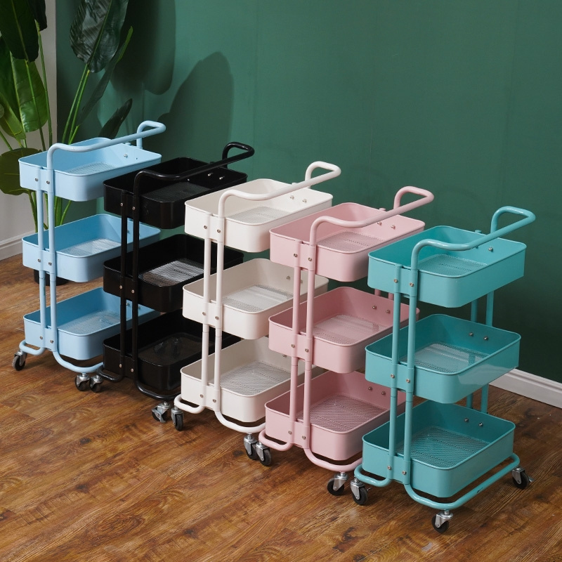 3 Tier Rolling Utility Storage Cart Craft Cart Kitchen Coffee Bar Organizer Kitchen Shelf with Handles and Roller Wheels