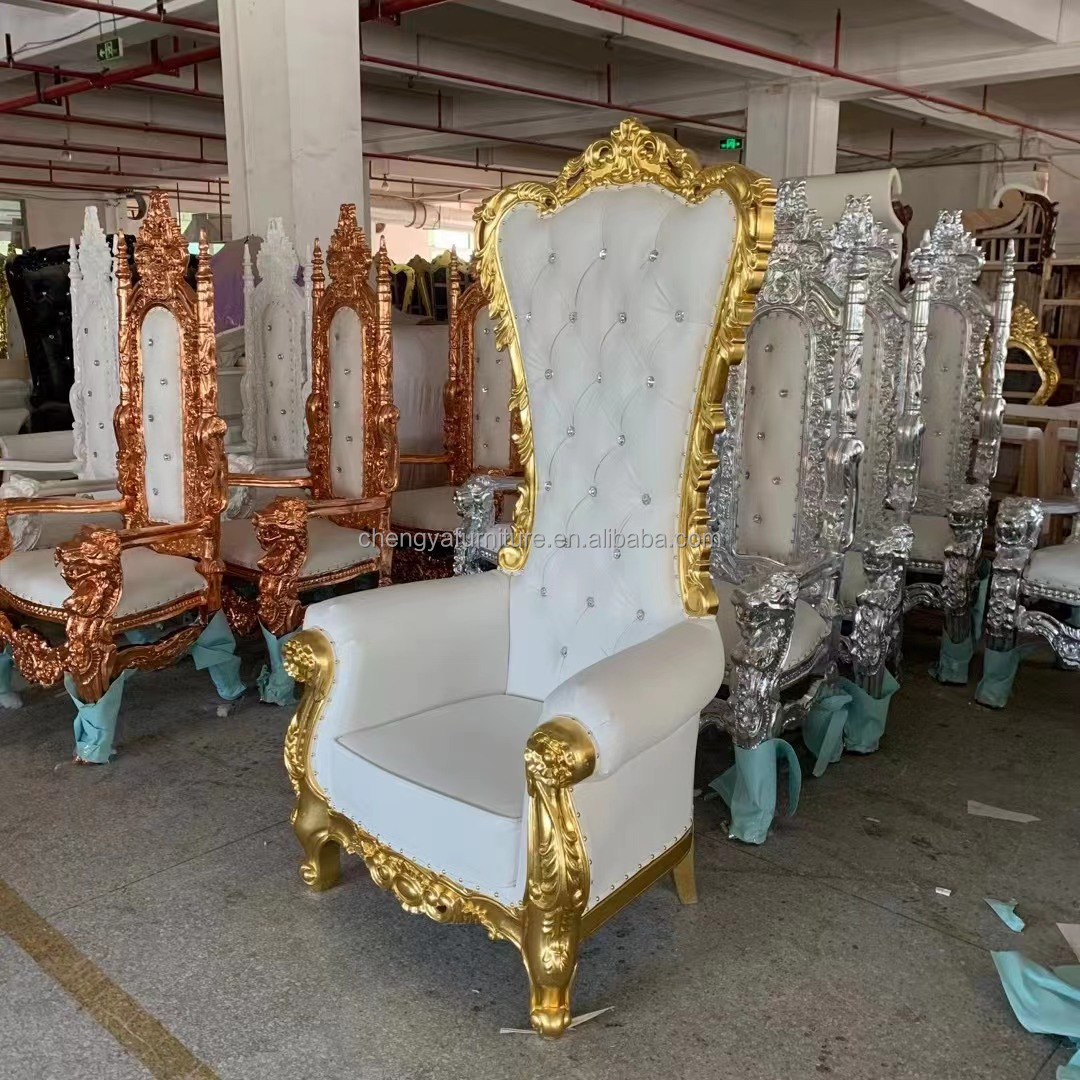 Royal golden frame cheap king and queen throne chairs