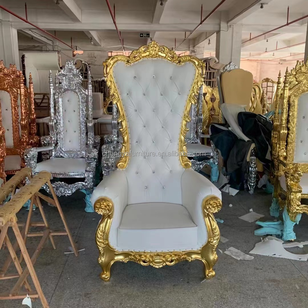 Royal golden frame cheap king and queen throne chairs