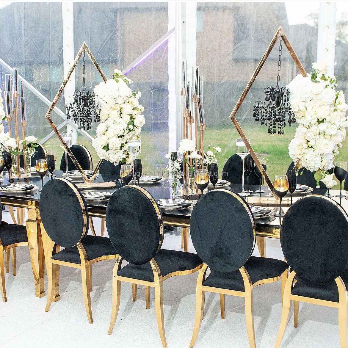 Hot selling black velvet stackable modern outdoor wedding party chairs