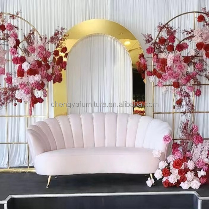 Direct manufacturer leisure lounge furniture luxury gold stainless steel wedding sofa