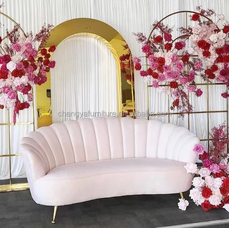 Direct manufacturer leisure lounge furniture luxury gold stainless steel wedding sofa