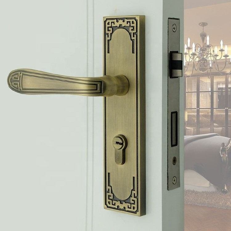 long aluminium iron door handle on plate contemporary alloy thick door plate lock handle