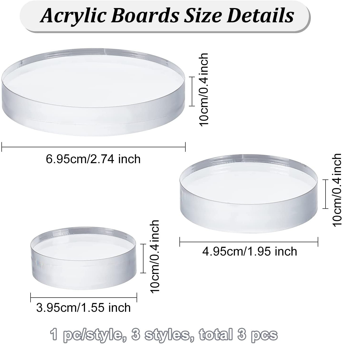 Clear Acrylic Base Acrylic Display Block Polished Acrylic Cube Round Decorative Pedestals For Photography Props Jewelry