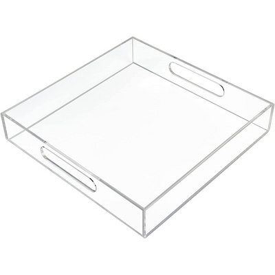 Customized Transparent Acrylic Tray Storage Display Acrylic Service Tray With Handle