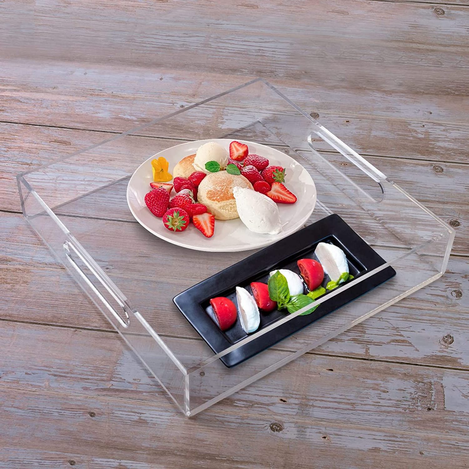 Customized Transparent Acrylic Tray Storage Display Acrylic Service Tray With Handle