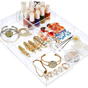 Custom Clear Acrylic Box Organizer Drawer Compartment Organizer For Cosmetic Jewelry Other Accessories Storage Plastic Box