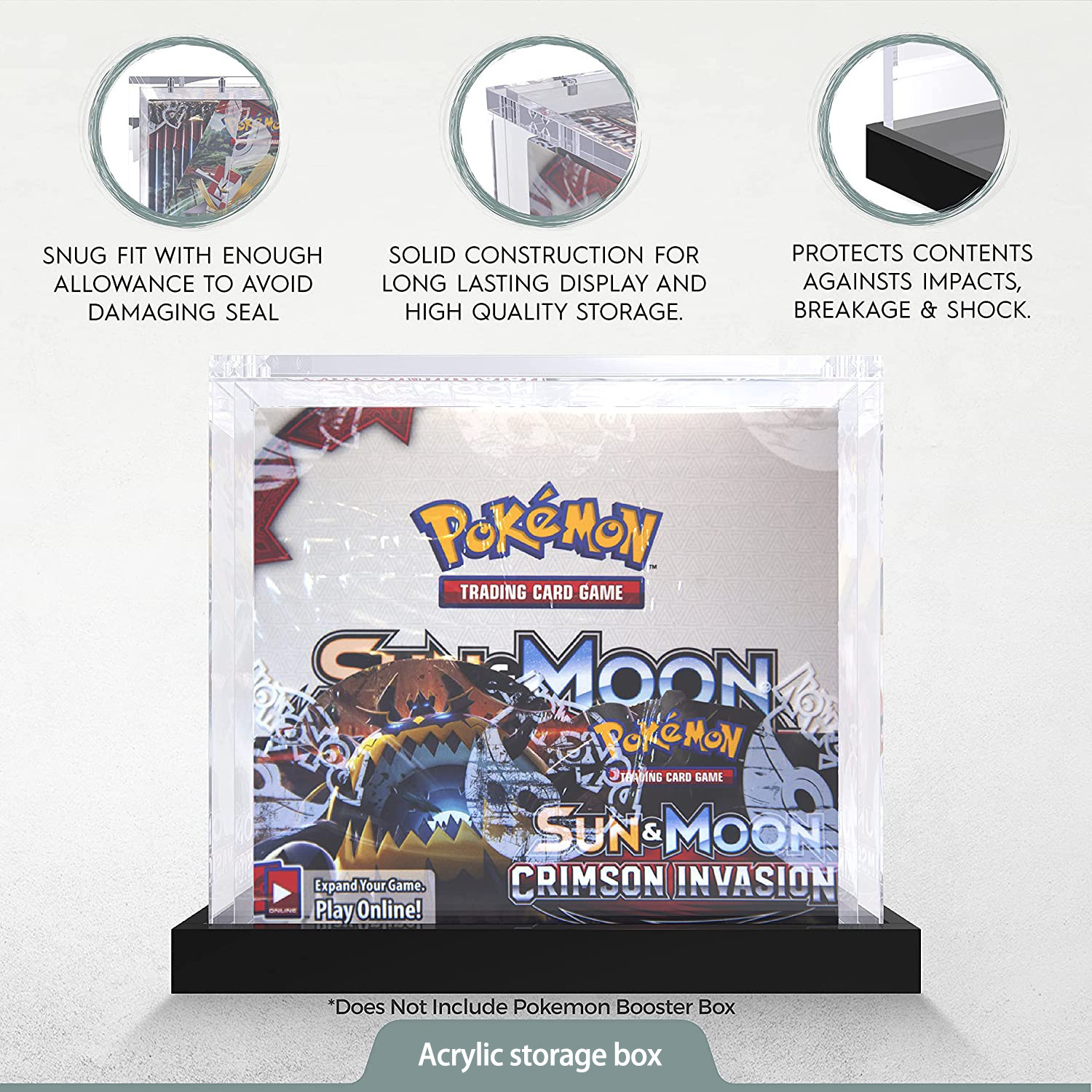 Wholesale Pokemon Display Box With Magnetic Lid Pokemon cards Booster Box with Top Load Lid Acrylic Display Case