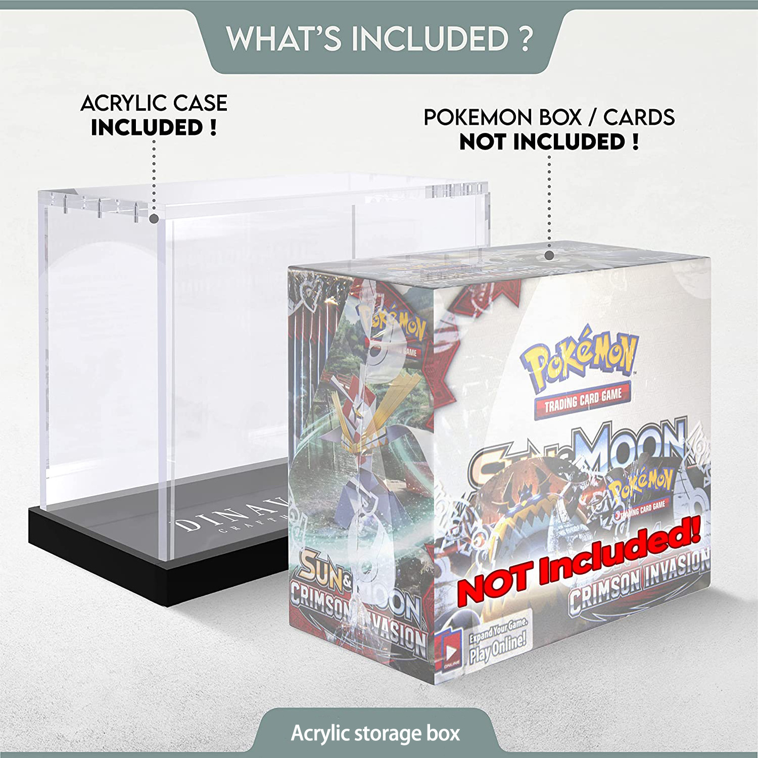 Wholesale Pokemon Display Box With Magnetic Lid Pokemon cards Booster Box with Top Load Lid Acrylic Display Case