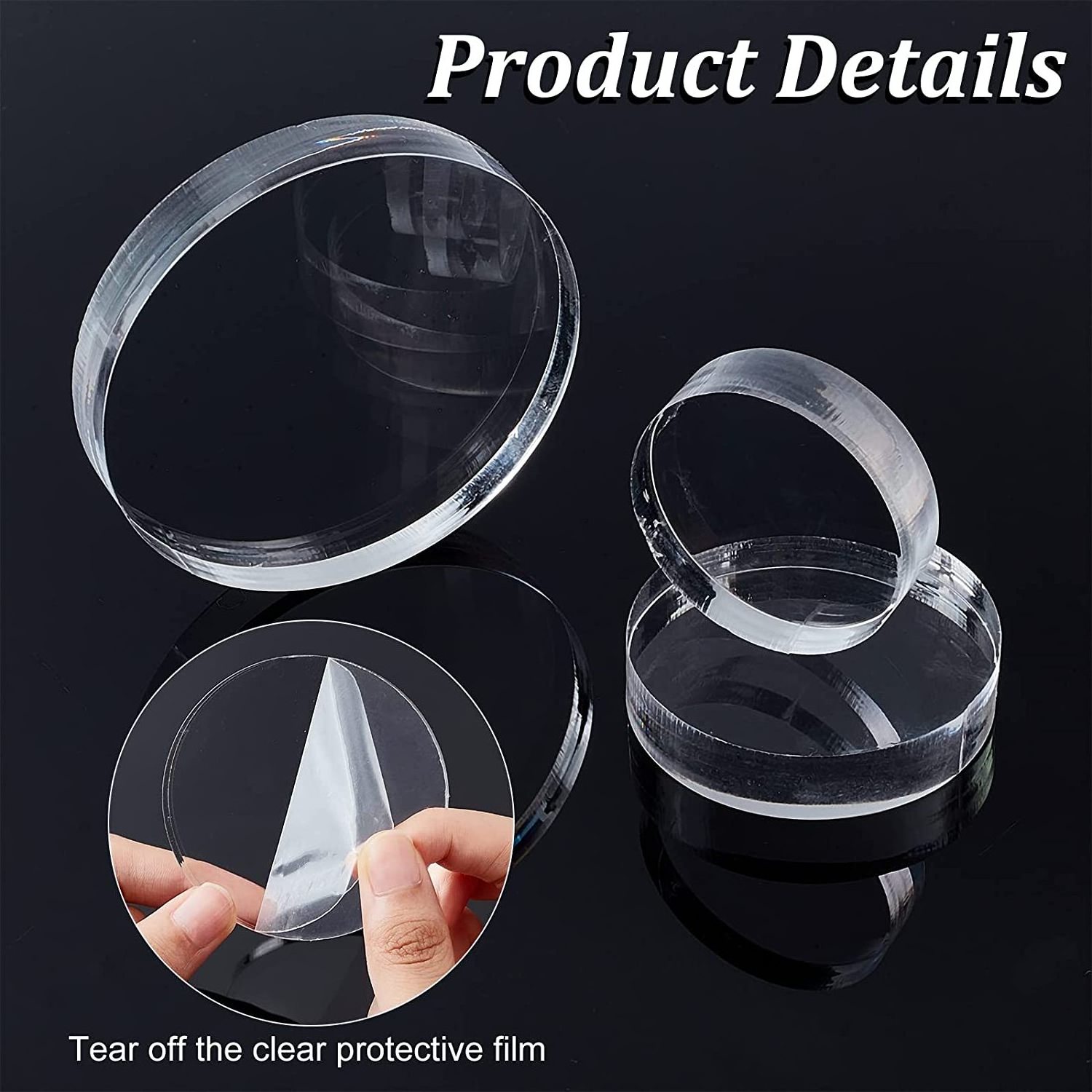 Clear Acrylic Base Acrylic Display Block Polished Acrylic Cube Round Decorative Pedestals For Photography Props Jewelry