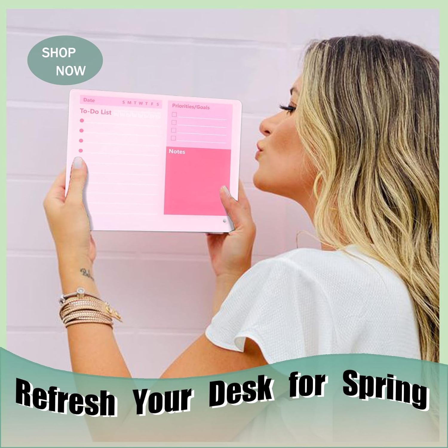 Acrylic desktop dry erase board To-do List planner board with stand, suitable for office/home/school, supports custom sizes